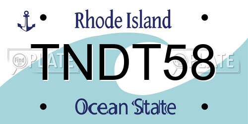 TNDT58 Rhode Island License Plate