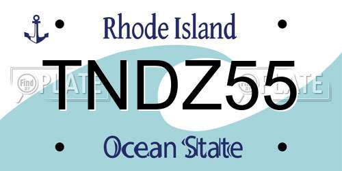 TNDZ55 Rhode Island License Plate