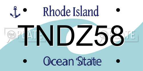 TNDZ58 Rhode Island License Plate