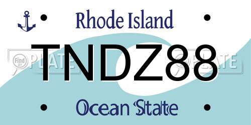 TNDZ88 Rhode Island License Plate