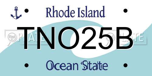 TNO25B Rhode Island License Plate
