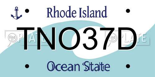 TNO37D Rhode Island License Plate