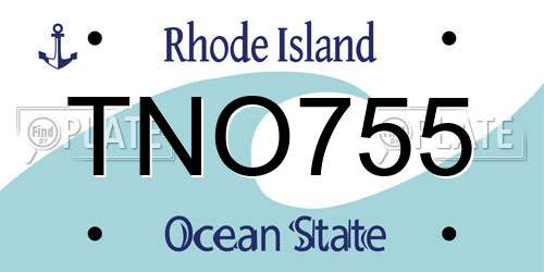 TNO755 Rhode Island License Plate