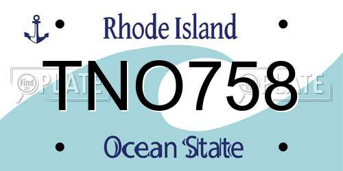 TNO758 Rhode Island License Plate