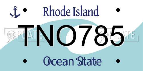 TNO785 Rhode Island License Plate