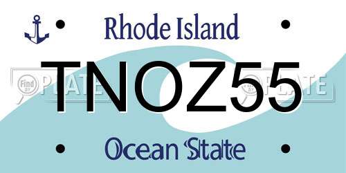 TNOZ55 Rhode Island License Plate