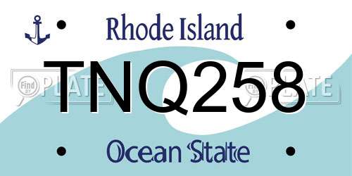 TNQ258 Rhode Island License Plate