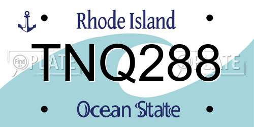 TNQ288 Rhode Island License Plate