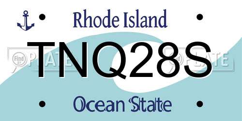 TNQ28S Rhode Island License Plate