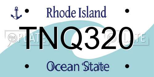 TNQ320 Rhode Island License Plate