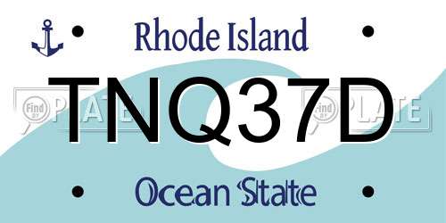 TNQ37D Rhode Island License Plate