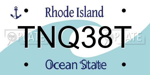 TNQ38T Rhode Island License Plate