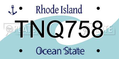 TNQ758 Rhode Island License Plate