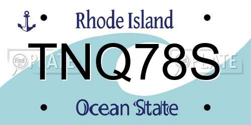 TNQ78S Rhode Island License Plate