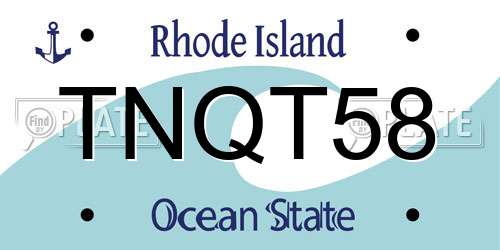TNQT58 Rhode Island License Plate