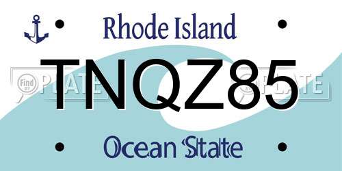 TNQZ85 Rhode Island License Plate