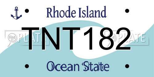 TNT182 Rhode Island License Plate