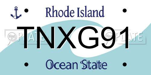 TNXG91 Rhode Island License Plate