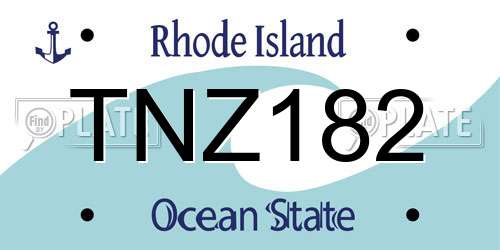 TNZ182 Rhode Island License Plate