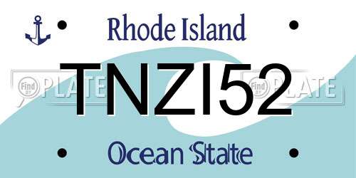 TNZI52 Rhode Island License Plate