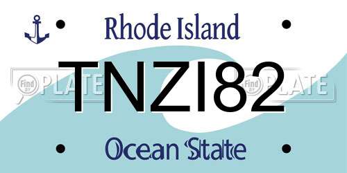 TNZI82 Rhode Island License Plate