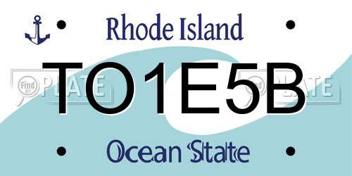 TO1E5B Rhode Island License Plate