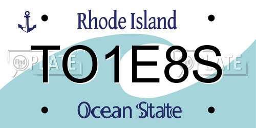 TO1E8S Rhode Island License Plate