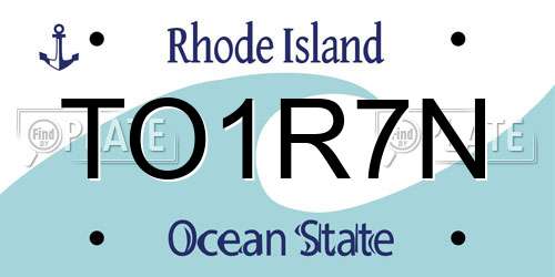 TO1R7N Rhode Island License Plate