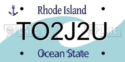 TO2J2U Rhode Island License Plate