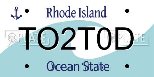 TO2T0D Rhode Island License Plate