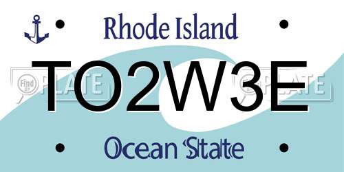 TO2W3E Rhode Island License Plate