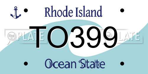 TO399 Rhode Island License Plate