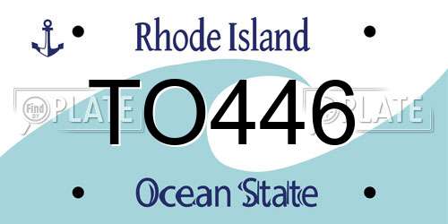 TO446 Rhode Island License Plate
