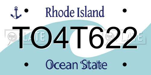 TO4T622 Rhode Island License Plate