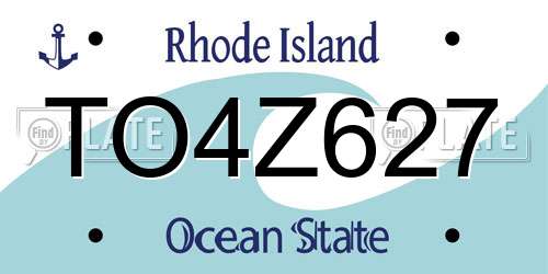 TO4Z627 Rhode Island License Plate