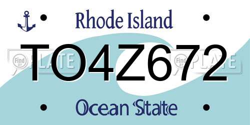 TO4Z672 Rhode Island License Plate