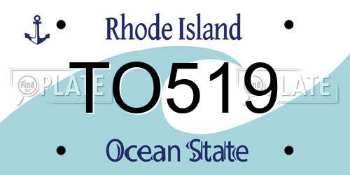 TO519 Rhode Island License Plate