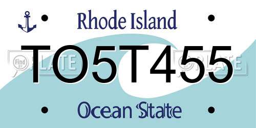 TO5T455 Rhode Island License Plate