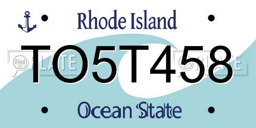 TO5T458 Rhode Island License Plate