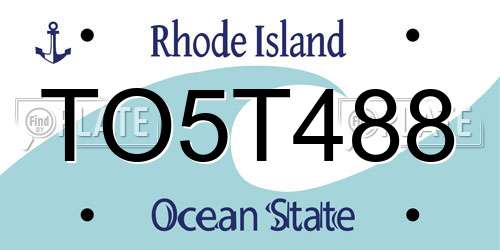 TO5T488 Rhode Island License Plate