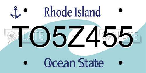 TO5Z455 Rhode Island License Plate