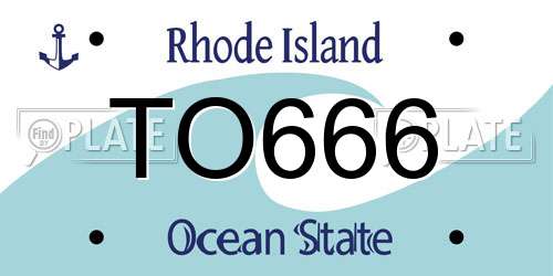 TO666 Rhode Island License Plate