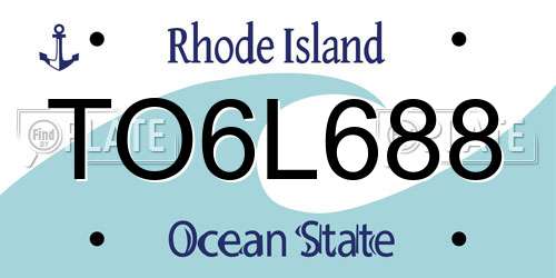 TO6L688 Rhode Island License Plate