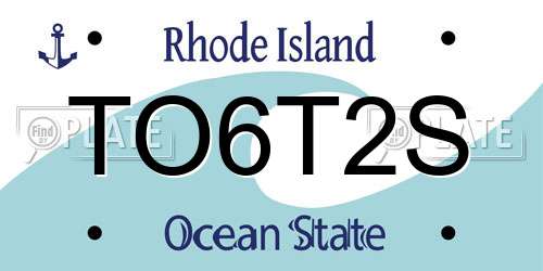 TO6T2S Rhode Island License Plate
