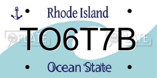 TO6T7B Rhode Island License Plate