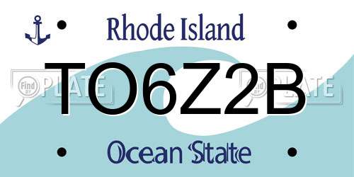 TO6Z2B Rhode Island License Plate