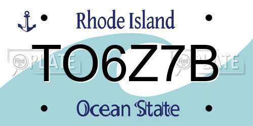 TO6Z7B Rhode Island License Plate