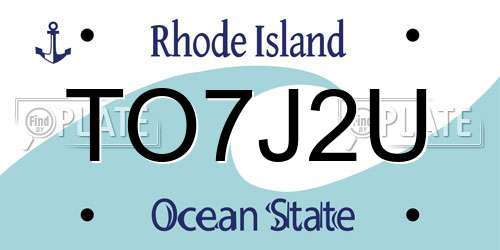 TO7J2U Rhode Island License Plate