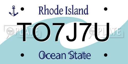 TO7J7U Rhode Island License Plate
