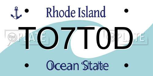 TO7T0D Rhode Island License Plate